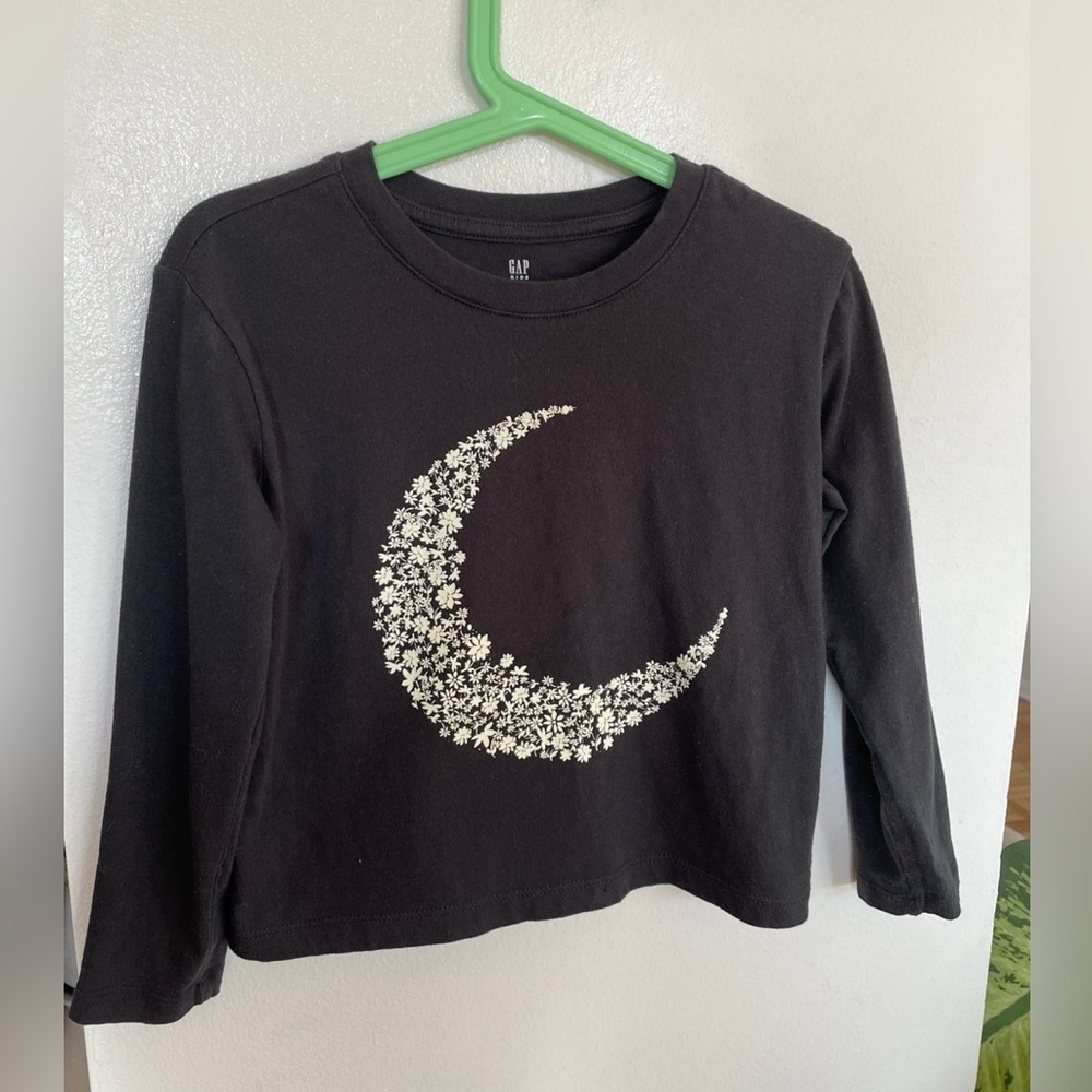 GAP Kids Black Moon Graphic Long Sleeve Shirt